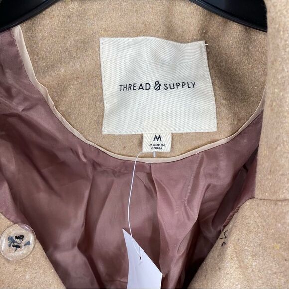 Thread & Supply Women’s Button Front Camel Pea Coat size M - Picture 2 of 4